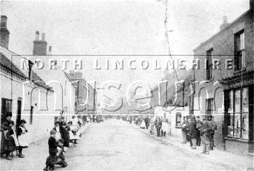 Scunthorpe High Street, looking west near Dore's Cottage c.1890.	