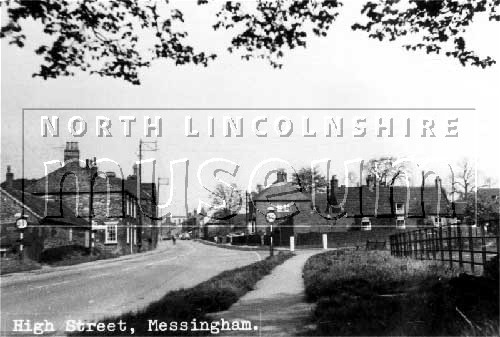 High Street looking north at the junction with Brigg Road, Messingham. 	