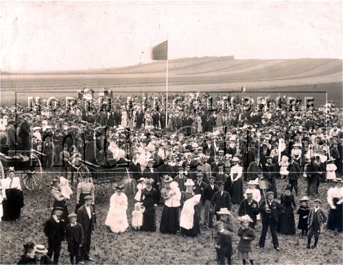 Ceremonial cutting of the first sod of the Isle of Axholme Joint Railway at Epworth on 20 July 1899 	