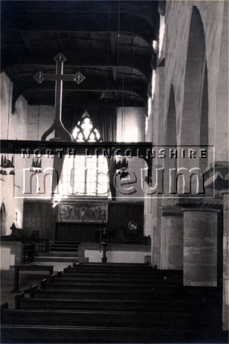 St. Lawrence's parish Church, Frodingham, Scunthorpe, showing the nave, transitional pilars and capitals 	