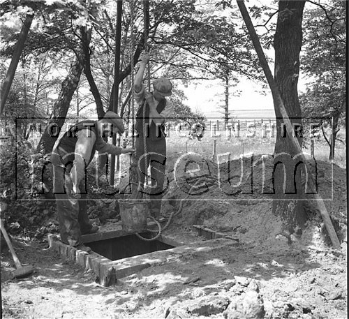 Santon Mining Company record photograph, Scunthorpe, excavting a latrine during the sinking of Winn Shaft, 16 June 1938 	