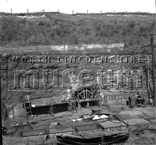 Santon Mining Company record photograph, Adit Portal Facade under construction, Winn's Ironstone Mine, 12 June 1945 	