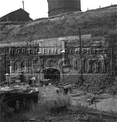 Santon Mining Company record photograph showing further progress in the construction of the Adit Portal Facade, Winn's Ironstone Mine, 18 July 1945 	