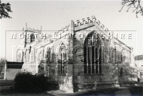 The Parish Church of St. Oswald, Church Lane, Althorpe, from the east in February 1987. 	