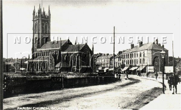 St. John's Parish church, Scunthorpe High Street, from the south east, c.1910 	