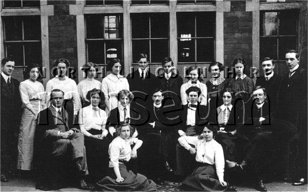 Class photograph taken at the Pupil Teachers' Centre at the former Cole Street Higher Elementary School in Cole Street, Scunthorpe in 1913 	