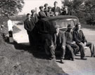 Farmworkers mainly from John Davy's Farm at Thornton Abbey and Somersby on their way to enrol in the Local Defence Volunteers at Brigg during the Second World War in 1940 	